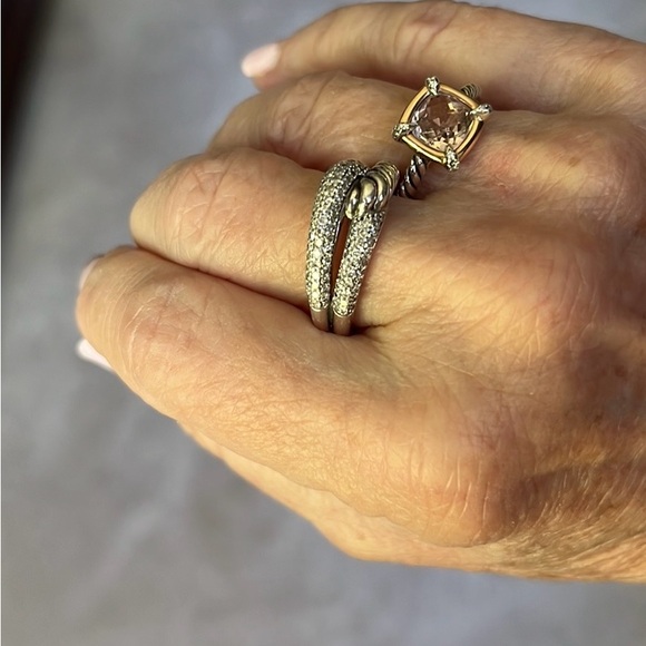 David Yurman 18K Rose Gold Diamond Morganite Chatelaine Ring - Picture 7 of 12